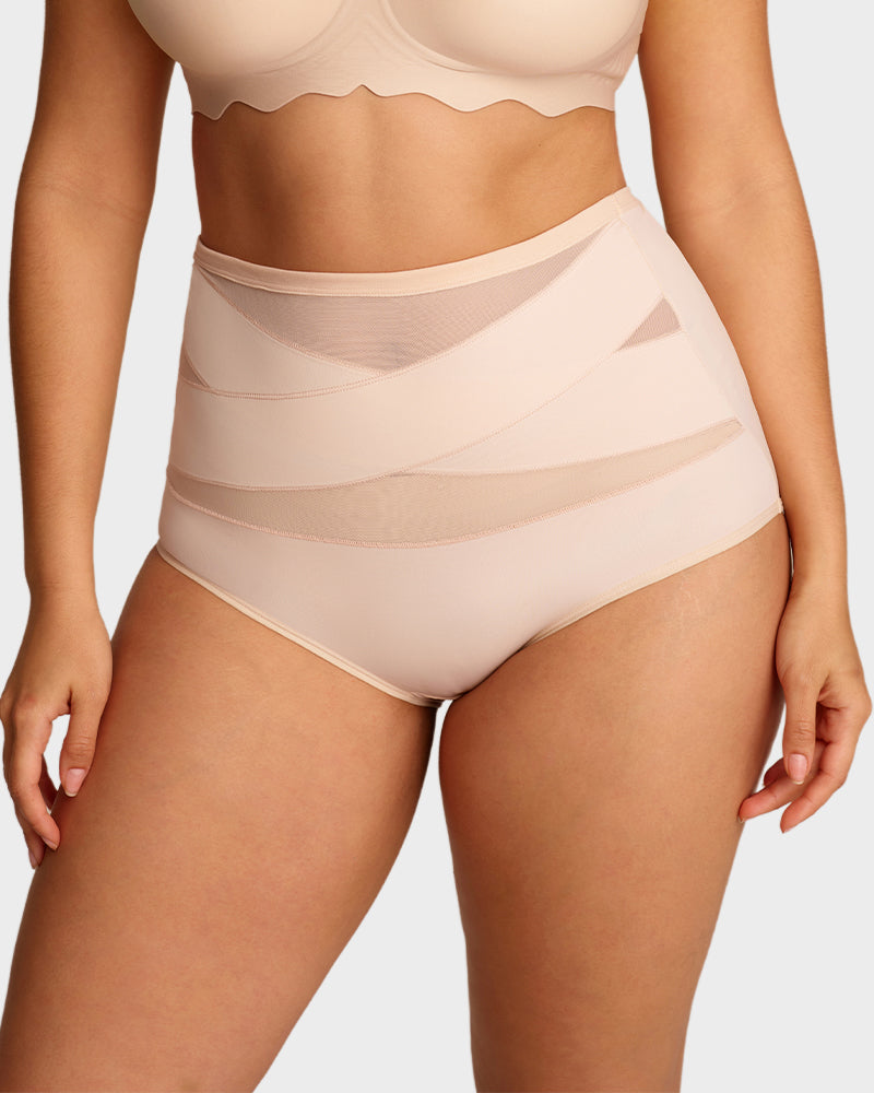 Plus-Size High-Waist Cross Tummy Control Panties (5 Pack) - view 11