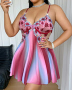 Plus Size Rainbow Ombre Sheer Babydoll Nightgown - view 11