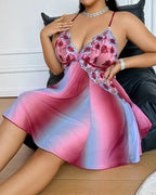 Plus Size Rainbow Ombre Sheer Babydoll Nightgown - view 13