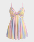 Plus Size Rainbow Ombre Sheer Babydoll Nightgown - view 18