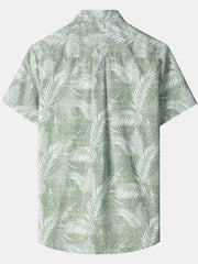 Men‘s Tropical Print Hawaiian Pocket Casual Short Sleeve Shirts