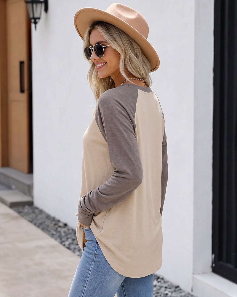Raglan-Sleeve Longline Top with Thumb Holes - view 5