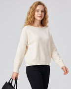 Relaxed Wide Scoop-Neck Drop-Shoulder Knit Sweater - view 5