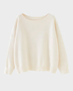 Relaxed Wide Scoop-Neck Drop-Shoulder Knit Sweater - view 19
