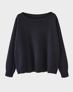 Relaxed Wide Scoop-Neck Drop-Shoulder Knit Sweater - view 20