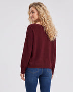 Relaxed Wide Scoop-Neck Drop-Shoulder Knit Sweater - view 3