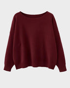 Relaxed Wide Scoop-Neck Drop-Shoulder Knit Sweater - view 18