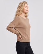Relaxed Wide Scoop-Neck Drop-Shoulder Knit Sweater - view 13