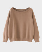 Relaxed Wide Scoop-Neck Drop-Shoulder Knit Sweater - view 22