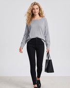 Relaxed Wide Scoop-Neck Drop-Shoulder Knit Sweater - view 11