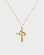 Rotating Crown Cross Pendant Necklace - view 10