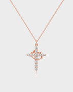 Rotating Crown Cross Pendant Necklace - view 12