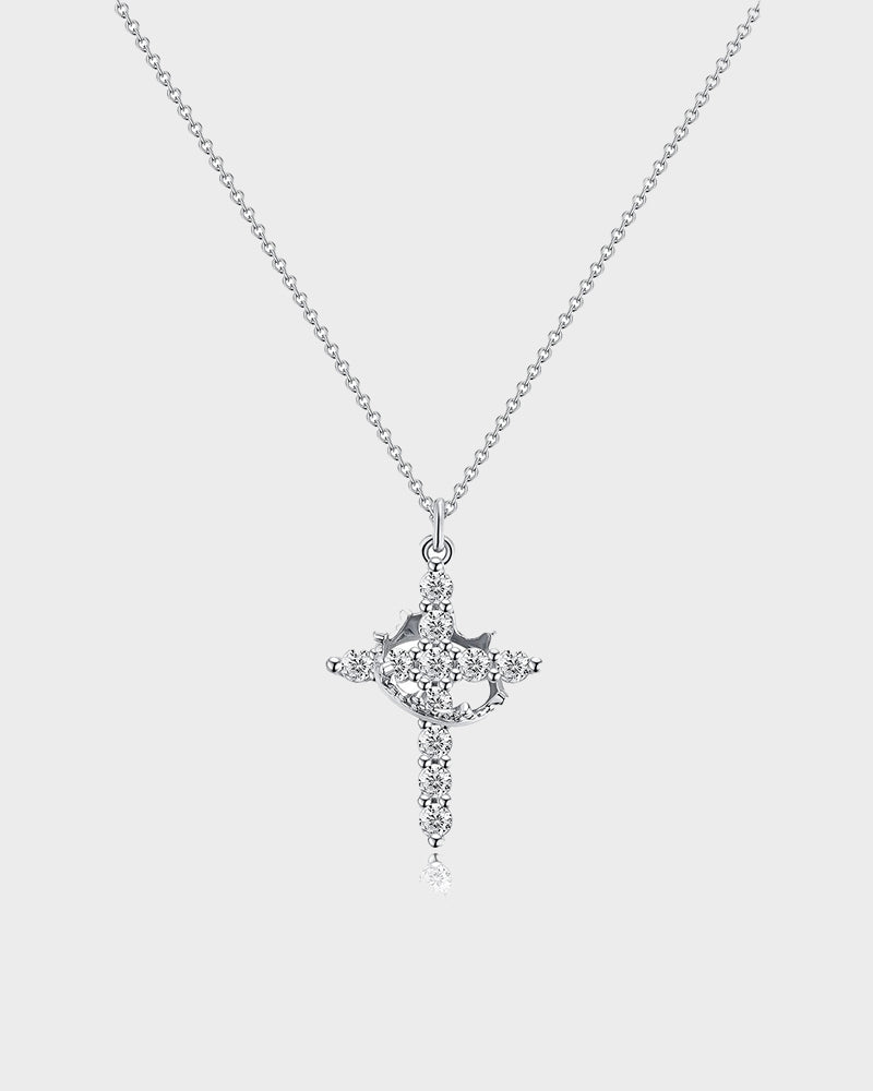 Rotating Crown Cross Pendant Necklace - view 11