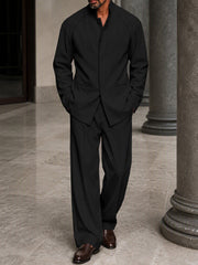 Smart Casual Hidden Placket Jacket Pants Set