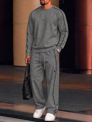 Casual Contrast Piping Pinstripe Matching Set