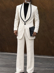 Elegant Contrast Shawl Collar Blazer Set