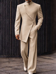 Modern Asymmetric Cut Blazer Pants Set