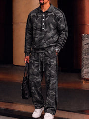 Urban Casual Camo Print Polo Shirt Set