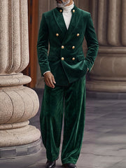 Smart Casual Velvet Double Breasted Suit Set