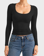 Scoop-Neck Long-Sleeve Slim-Fit Top - view 13