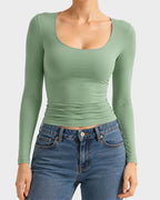 Scoop-Neck Long-Sleeve Slim-Fit Top - view 12