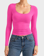 Scoop-Neck Long-Sleeve Slim-Fit Top - view 14