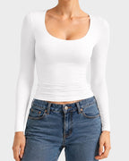 Scoop-Neck Long-Sleeve Slim-Fit Top - view 15