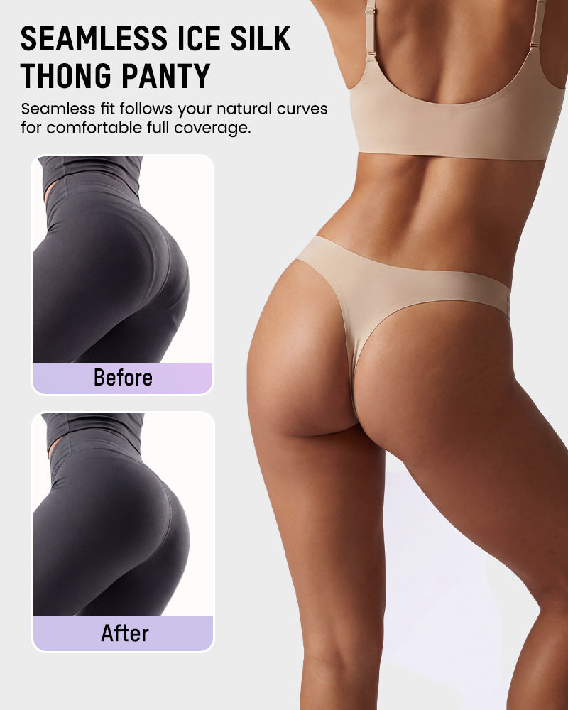 Seamless Ice Silk No-Show Thong(5 pack) - view 4