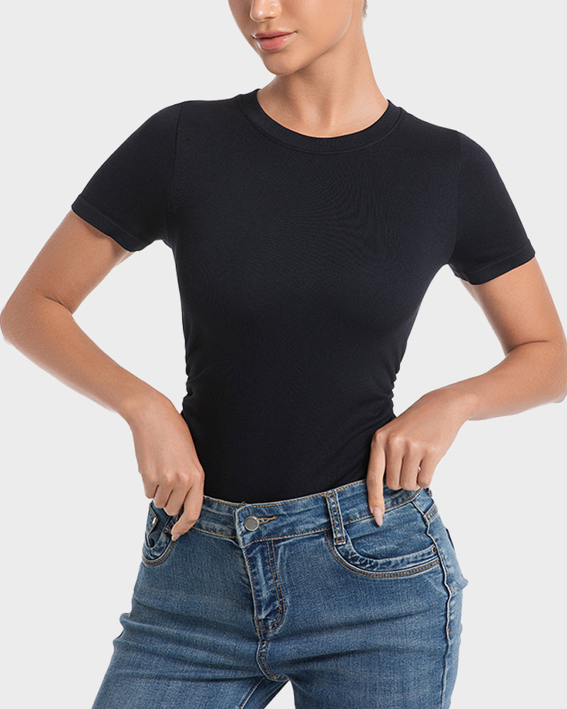 Seamless Round Neck Short Sleeve Bodysuit - view 4