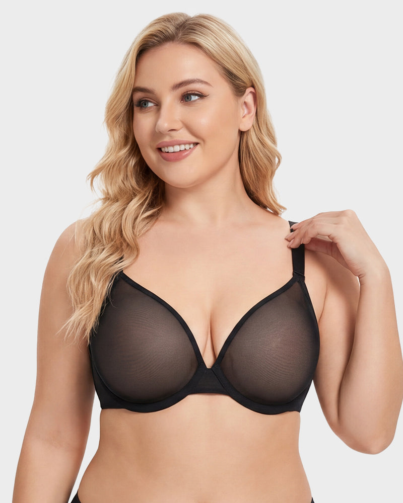 Seamless Mesh Unlined Underwire Bra - view 5