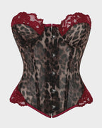 Sheer Mesh Lace-Trim Front-Hook Overbust Corset - view 19
