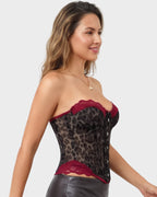 Sheer Mesh Lace-Trim Front-Hook Overbust Corset - view 12