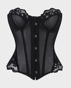 Sheer Mesh Lace-Trim Front-Hook Overbust Corset - view 18