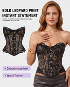 Sheer Mesh Lace-Trim Front-Hook Overbust Corset - view 3