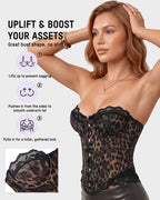 Sheer Mesh Lace-Trim Front-Hook Overbust Corset - view 4