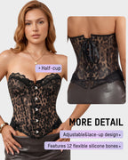 Sheer Mesh Lace-Trim Front-Hook Overbust Corset - view 5