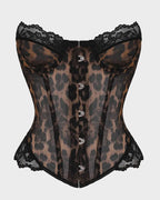 Sheer Mesh Lace-Trim Front-Hook Overbust Corset - view 17