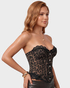 Sheer Mesh Lace-Trim Front-Hook Overbust Corset - view 6
