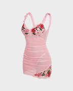 Sheer Mesh Lace Embroidered Babydoll Dress - view 16