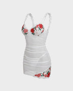 Sheer Mesh Lace Embroidered Babydoll Dress - view 15