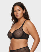 Sheer Unlined Dot-Mesh Balconette Bra - view 2