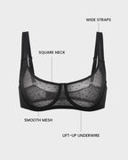 Sheer Unlined Dot-Mesh Balconette Bra - view 6