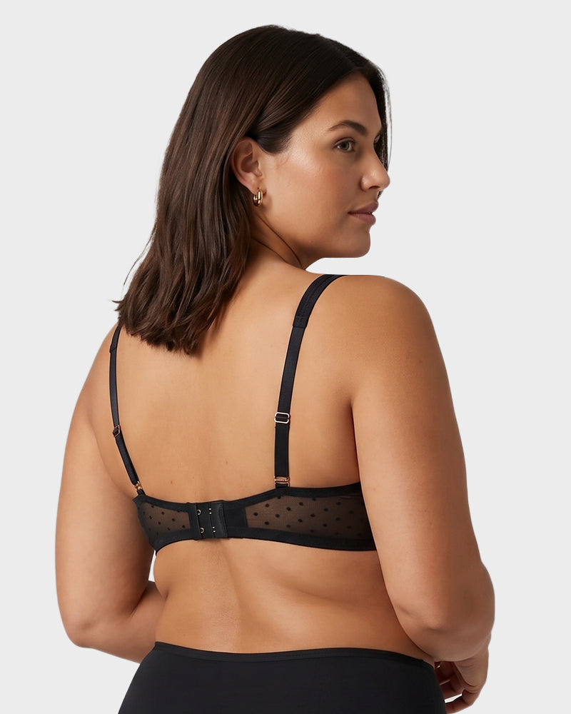 Sheer Unlined Dot-Mesh Balconette Bra - view 5