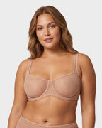 Sheer Unlined Dot-Mesh Balconette Bra - view 8