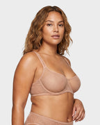 Sheer Unlined Dot-Mesh Balconette Bra - view 9