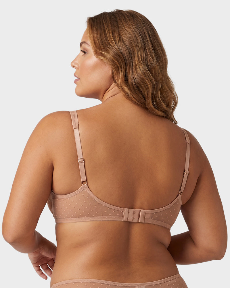 Sheer Unlined Dot-Mesh Balconette Bra - view 10