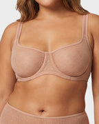 Sheer Unlined Dot-Mesh Balconette Bra - view 17