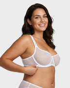Sheer Unlined Dot-Mesh Balconette Bra - view 13
