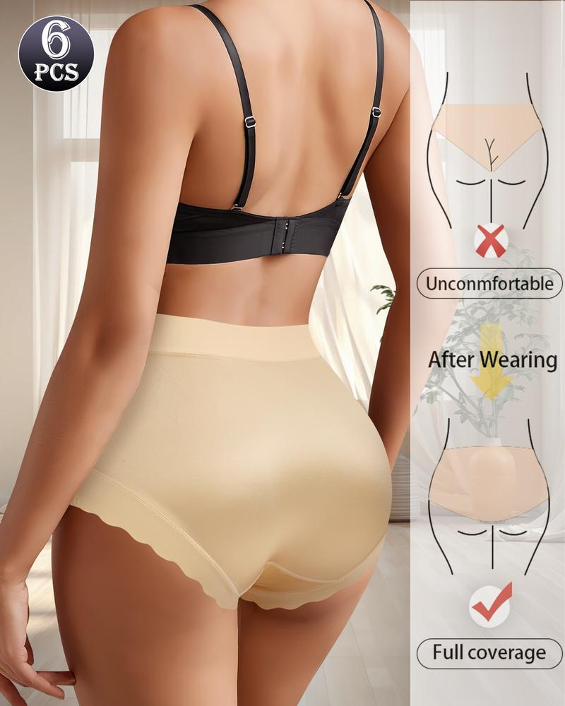 Silky High-Waist Seamless Briefs With Scalloped Edges (6 pack) - view 4