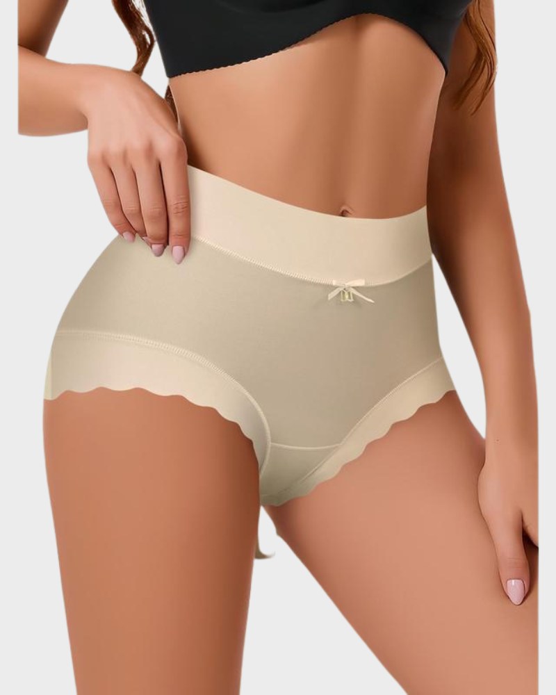 Silky High-Waist Seamless Briefs With Scalloped Edges (6 pack) - view 3